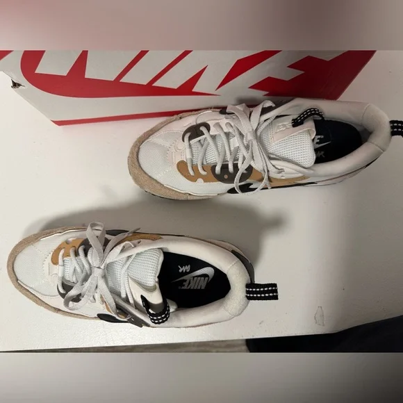 Nike Air Max 90 Futura Sneakers in White, Tan, and Black - Picture 2 of 5